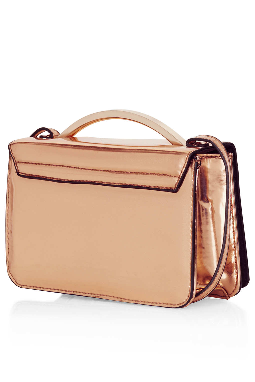 Metal Handle Crossbody Bag in Metallic Lyst