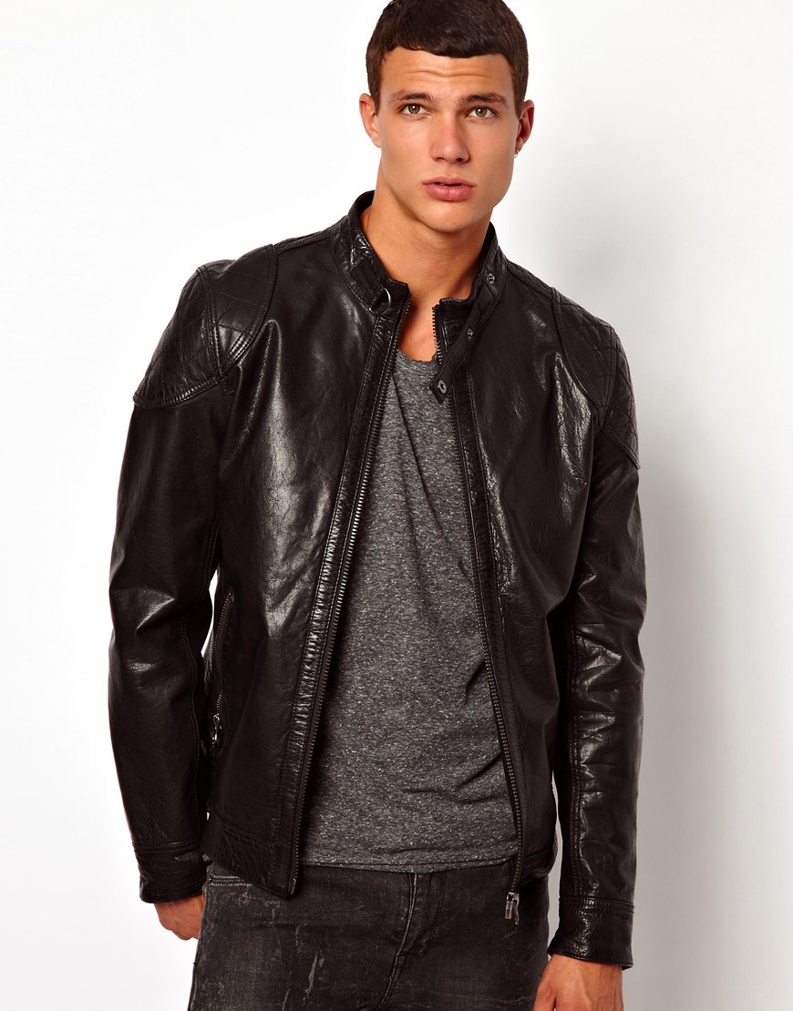 River island mens leather jacket Clearance