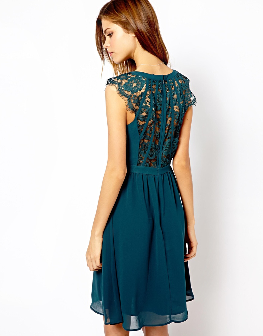 warehouse green lace dress