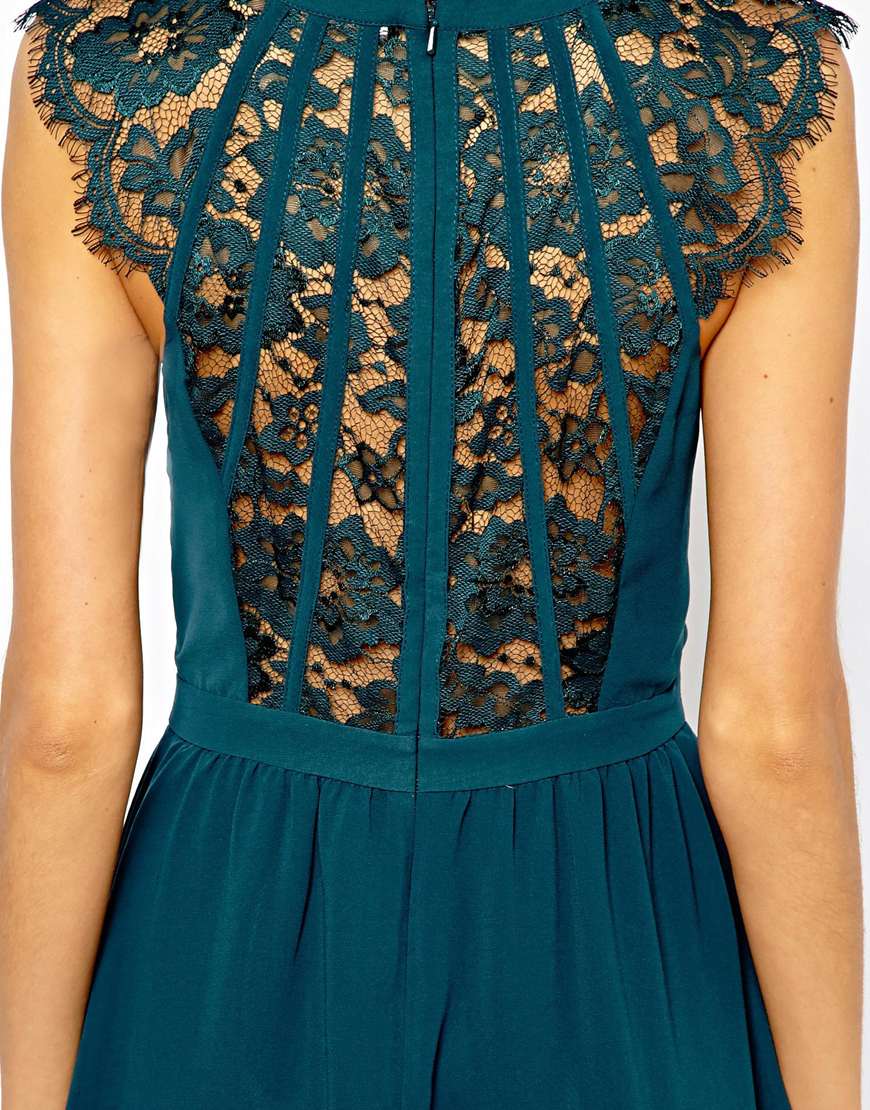 warehouse green lace dress