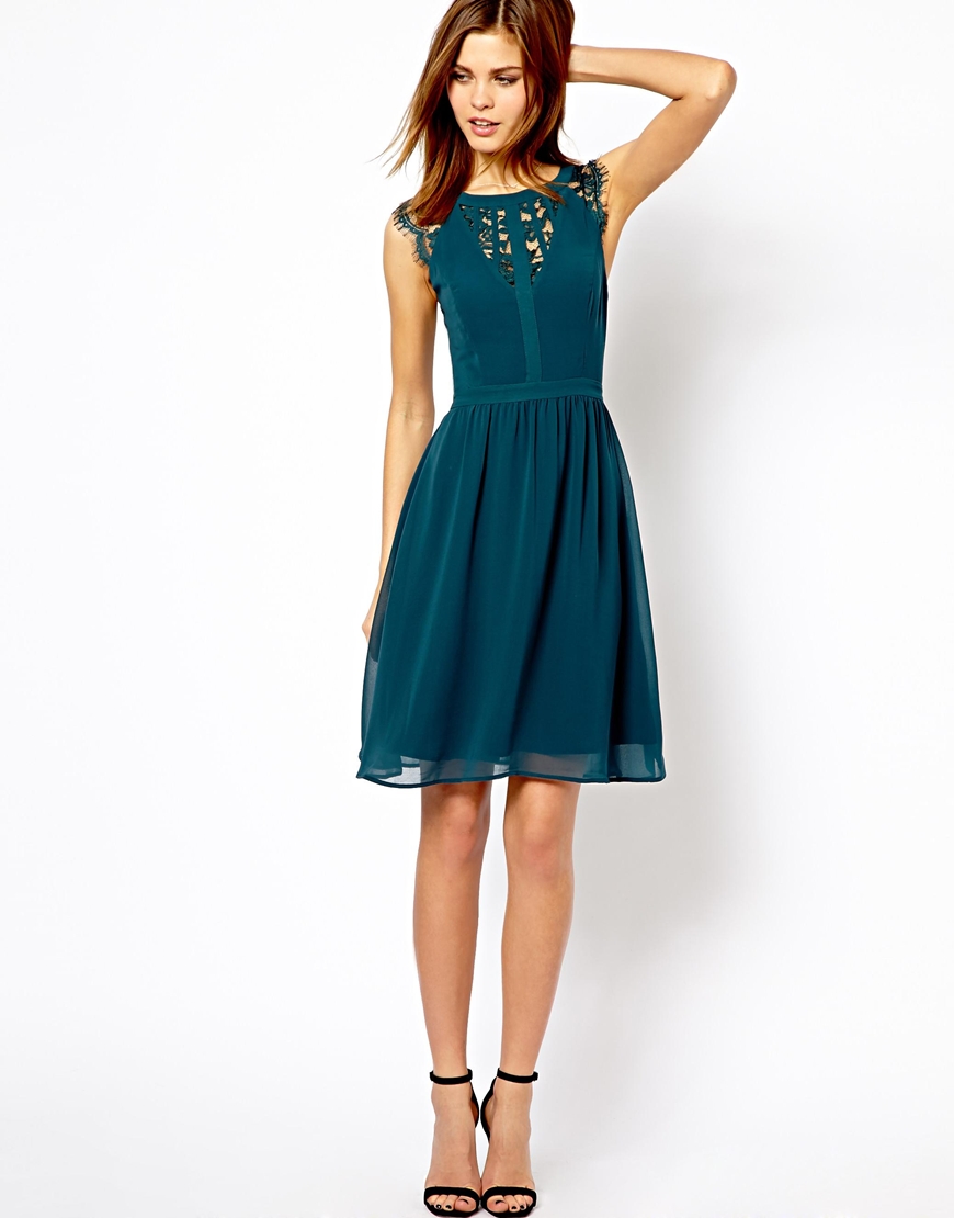 warehouse green lace dress
