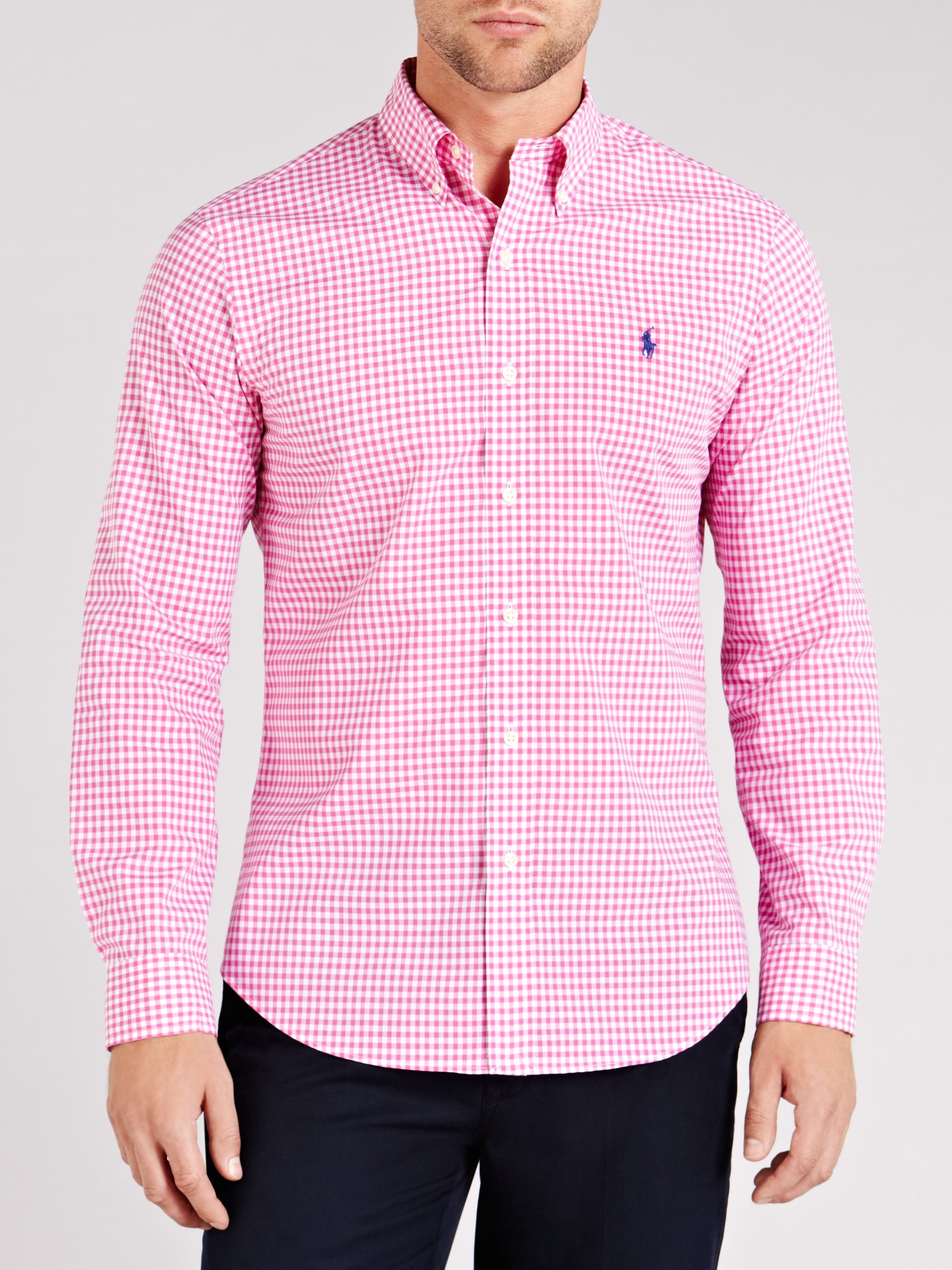 Polo Ralph Lauren Cotton Gingham Slim Fit Shirt in Pink for Men - Lyst
