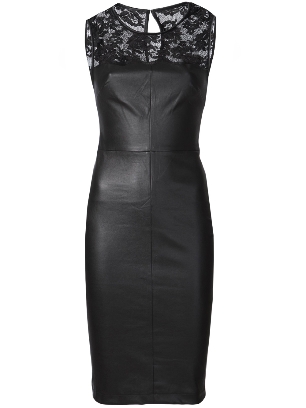 Lyst - Robert Rodriguez Leather and Lace Dress in Black