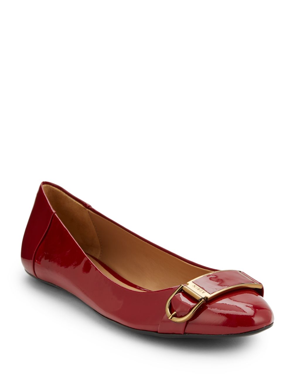 red flats with strap