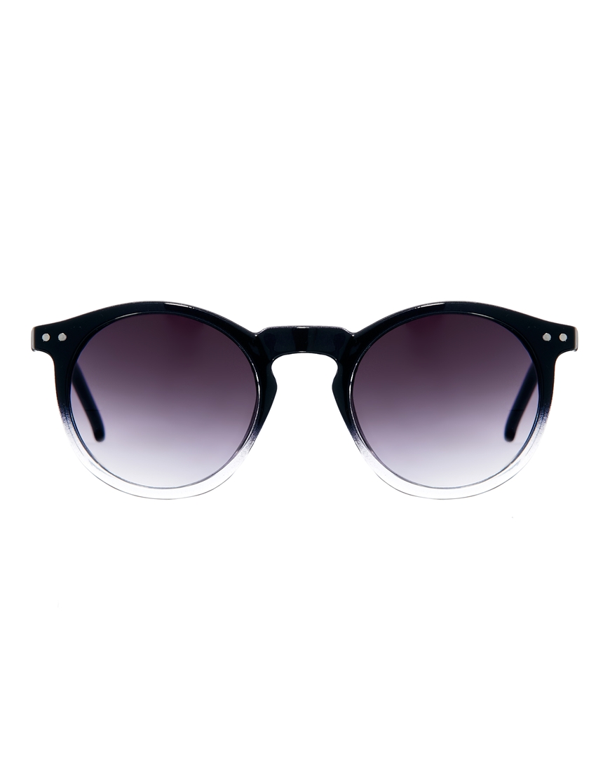 ASOS Keyhole Round Sunglasses with Black To Clear Fade Frame in Black