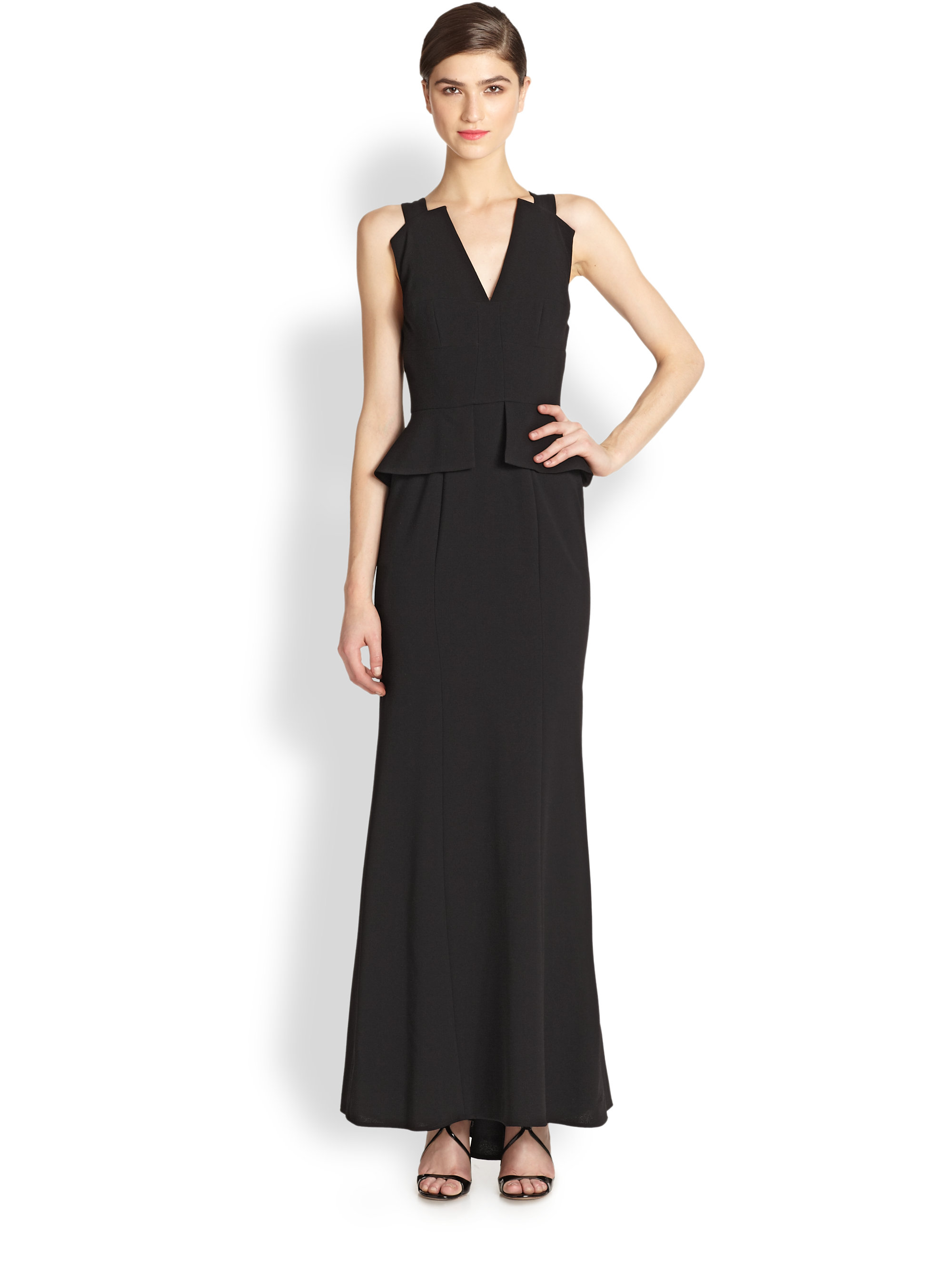 black peplum maxi dress