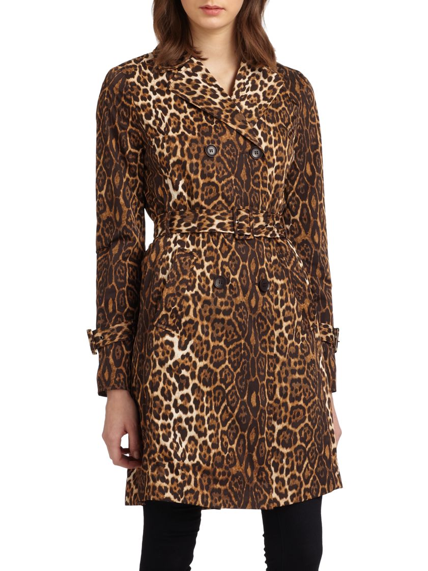 Lyst Bcbgmaxazria Leopard Print Trenchcoat in Brown