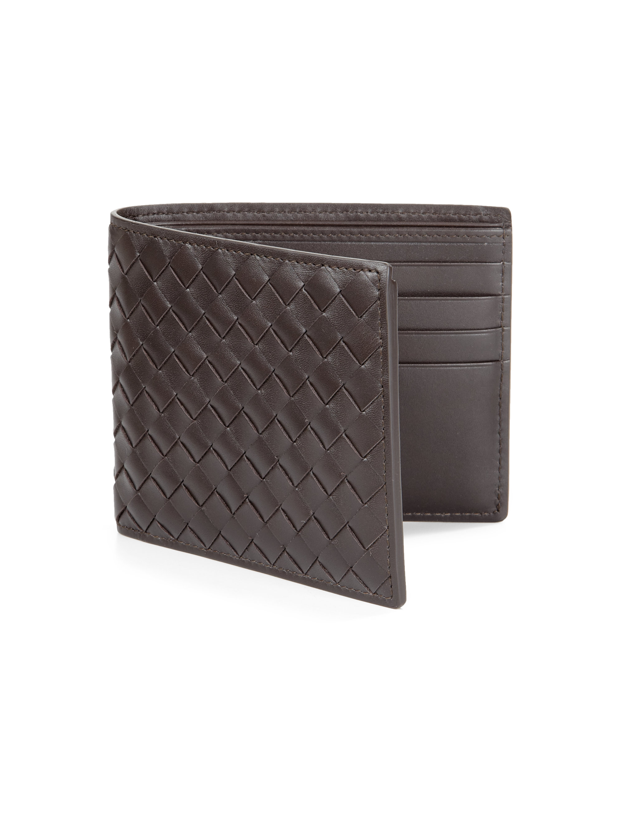 bottega veneta woven id wallet in brown for lyst bottega veneta woven id wallet in brown for lyst