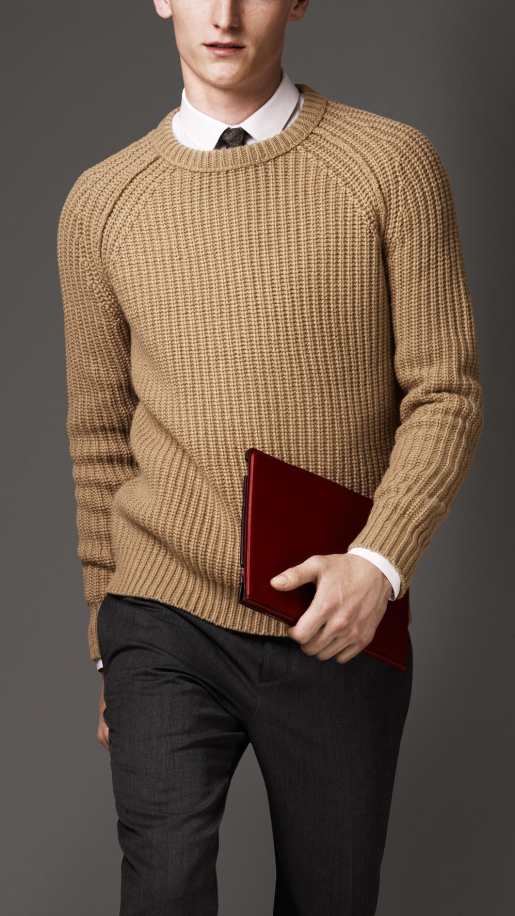 Burberry Ribbed Wool Cashmere Sweater in Camel (Natural) for Men - Lyst
