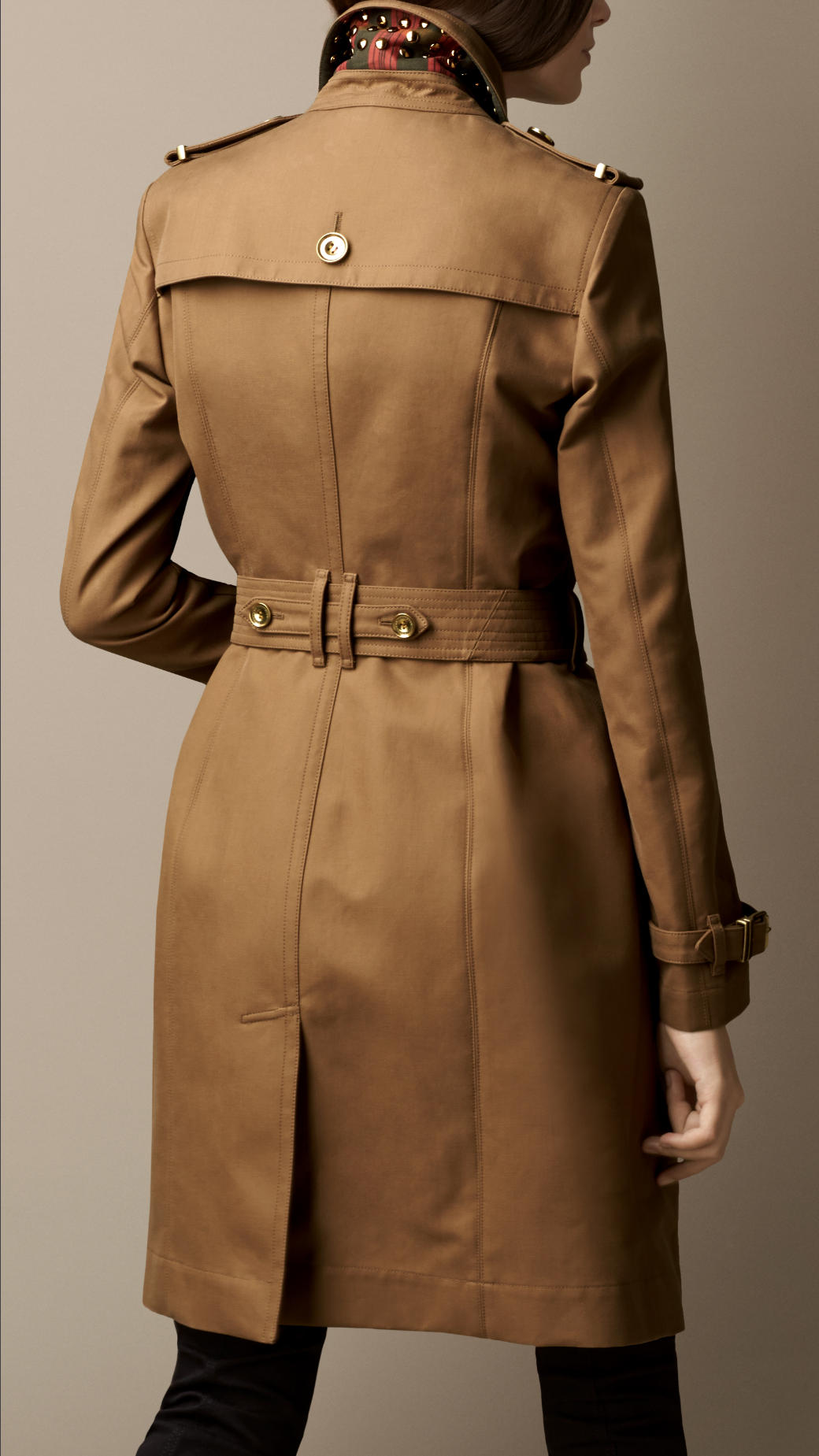 Burberry Long Bonded Cotton Trench Coat with Studded Undercollar in ...