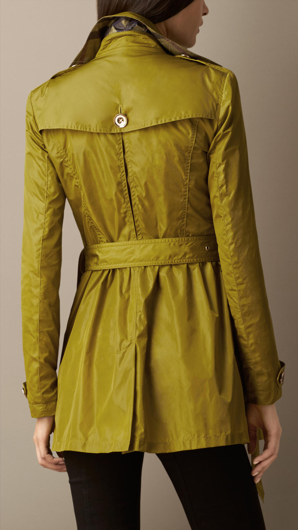 Lyst - Burberry Short Gathered-waist Trench Coat in Green