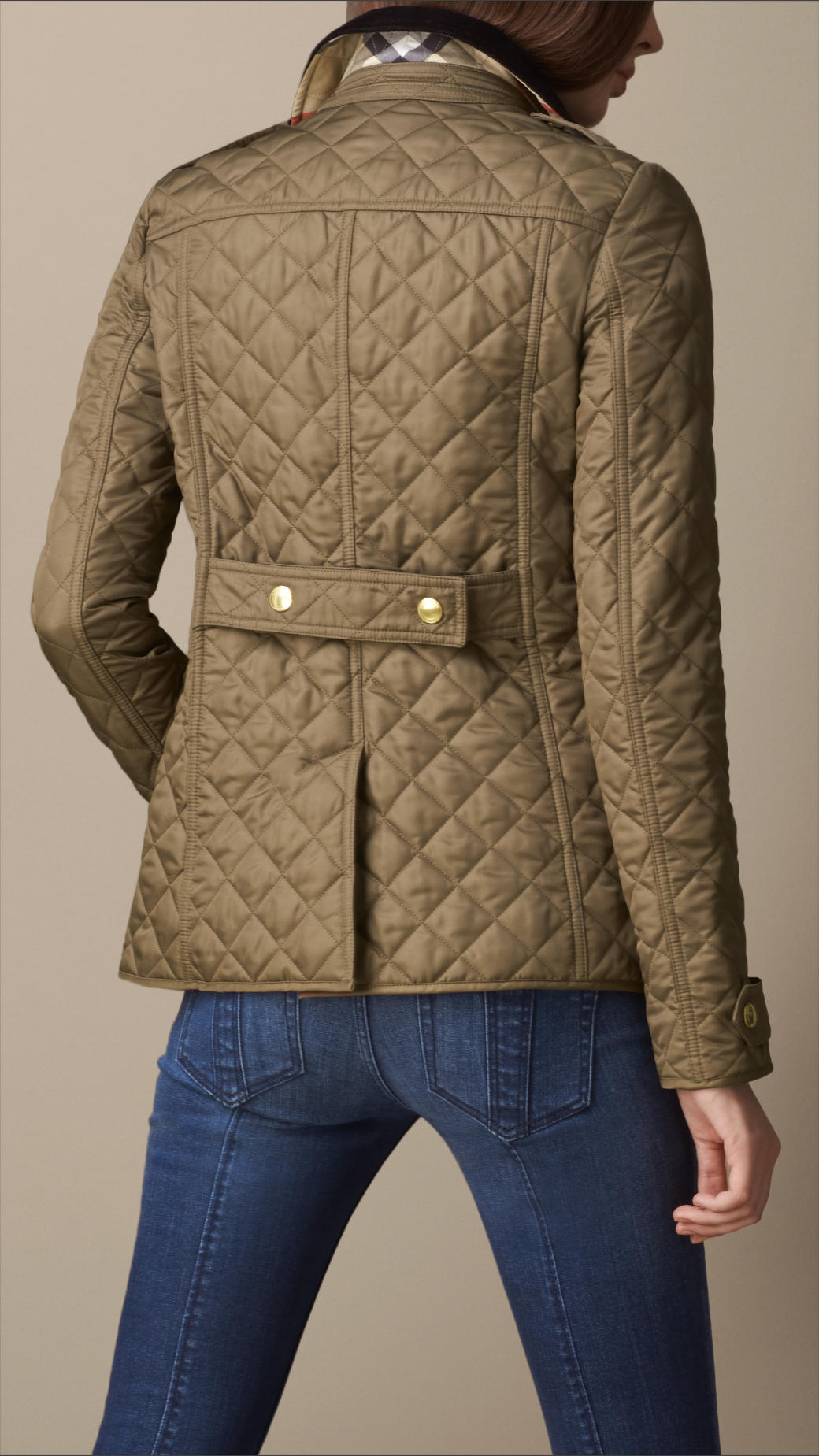 Burberry Corduroy Collar Quilted Jacket in Military Khaki (Natural) - Lyst