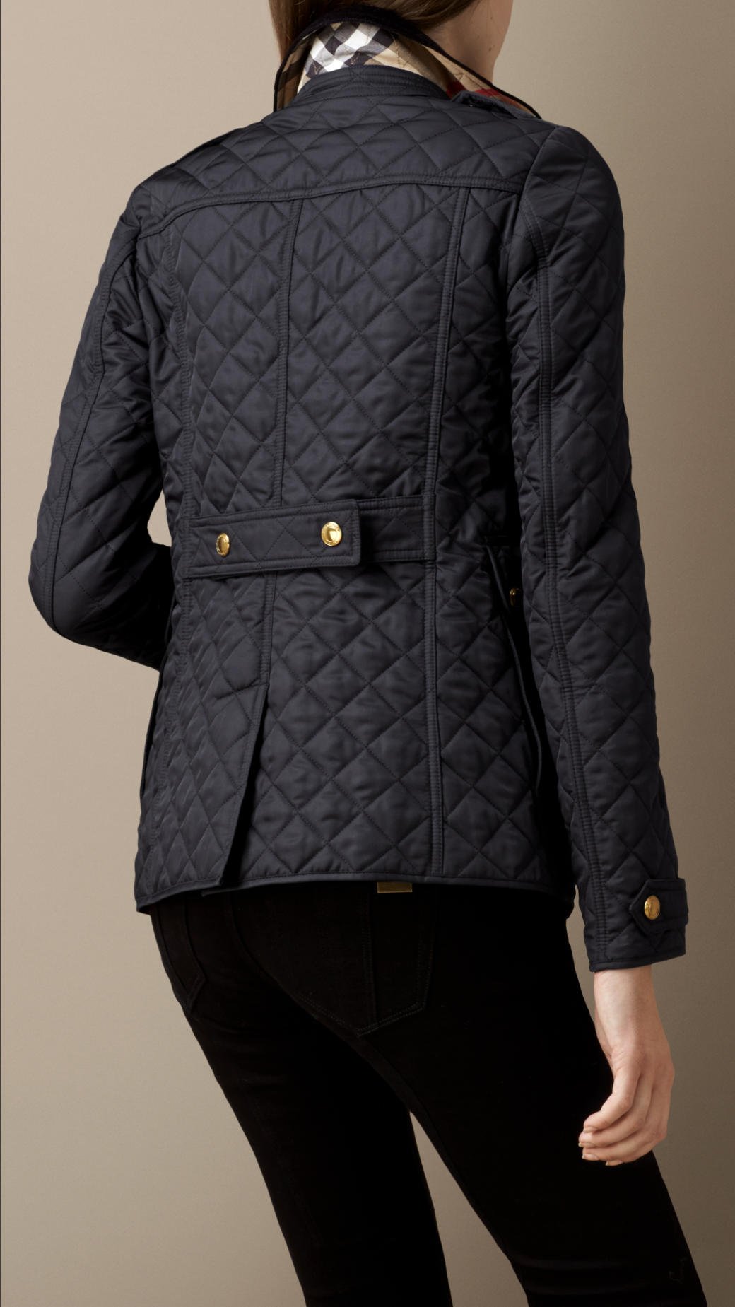Burberry Corduroy Collar Quilted Jacket in Navy (Blue) | Lyst