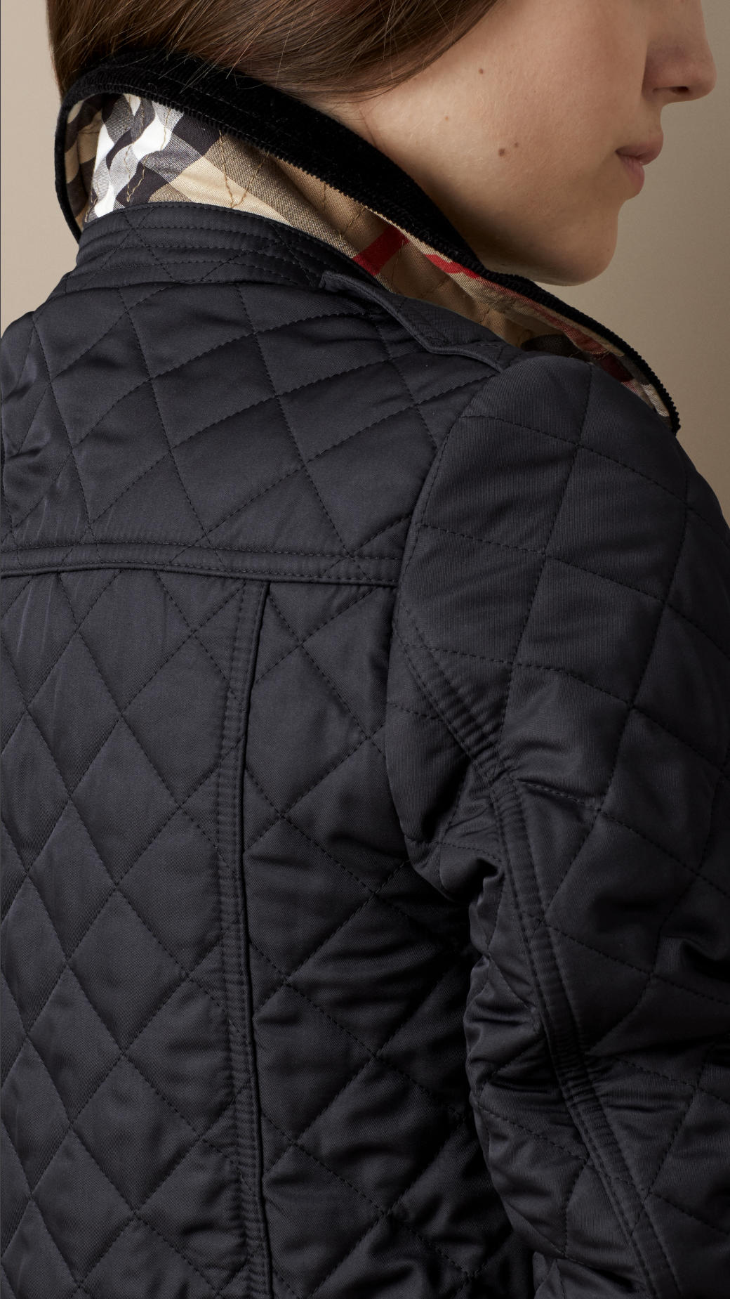Burberry Corduroy Collar Quilted Jacket in Blue | Lyst