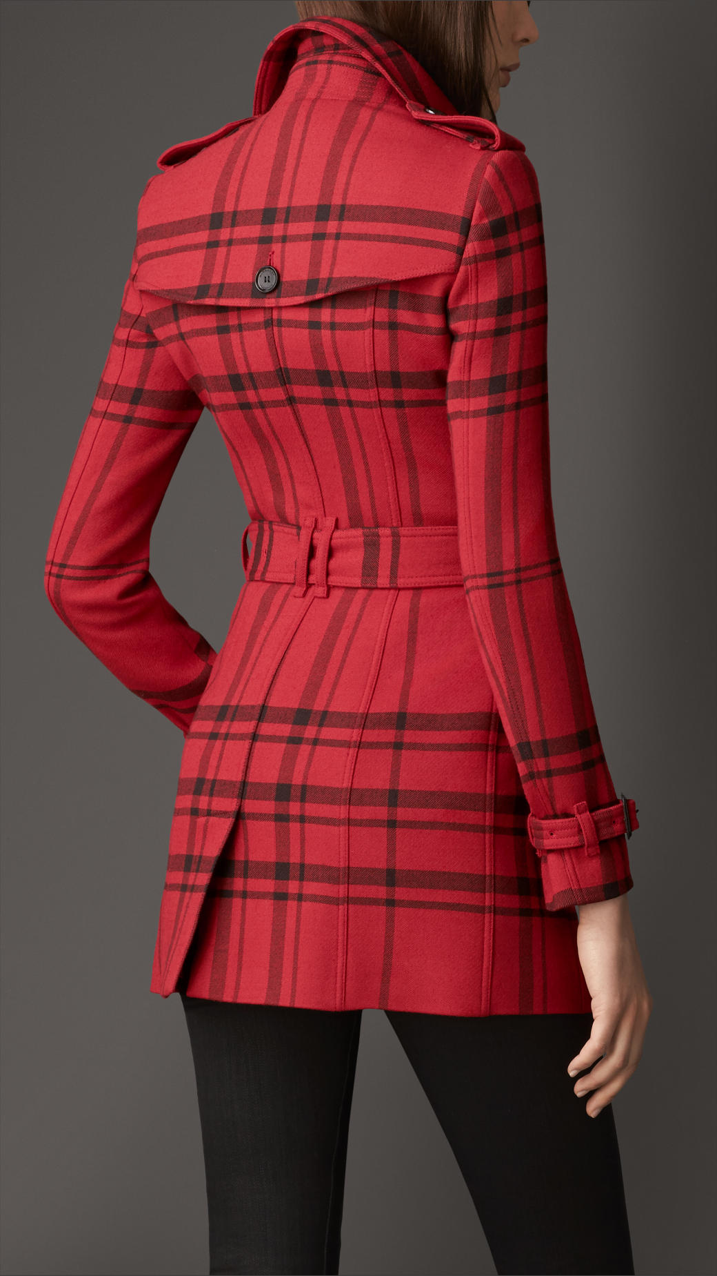 Lyst Burberry Short Check Technical Wool Trench Coat in Red
