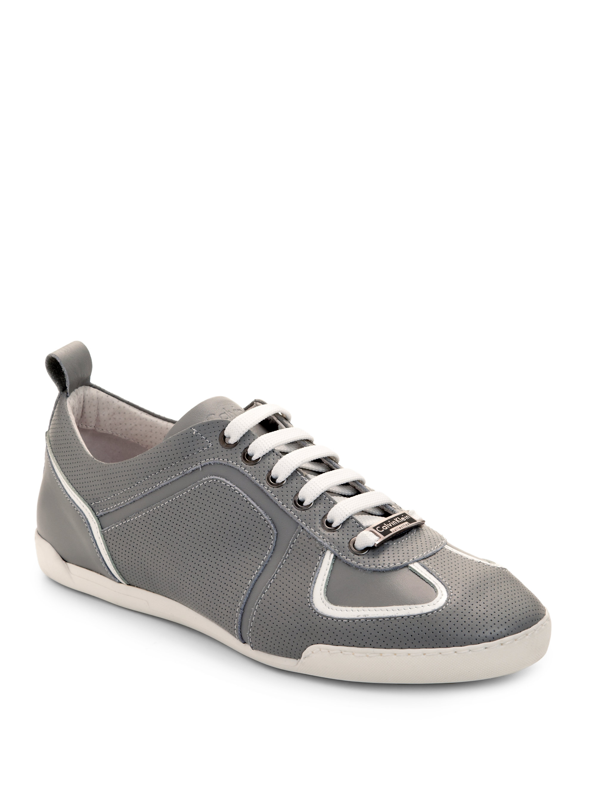 Calvin Klein Low Top Lace-Up Sneakers in Gray for Men (GREY) | Lyst