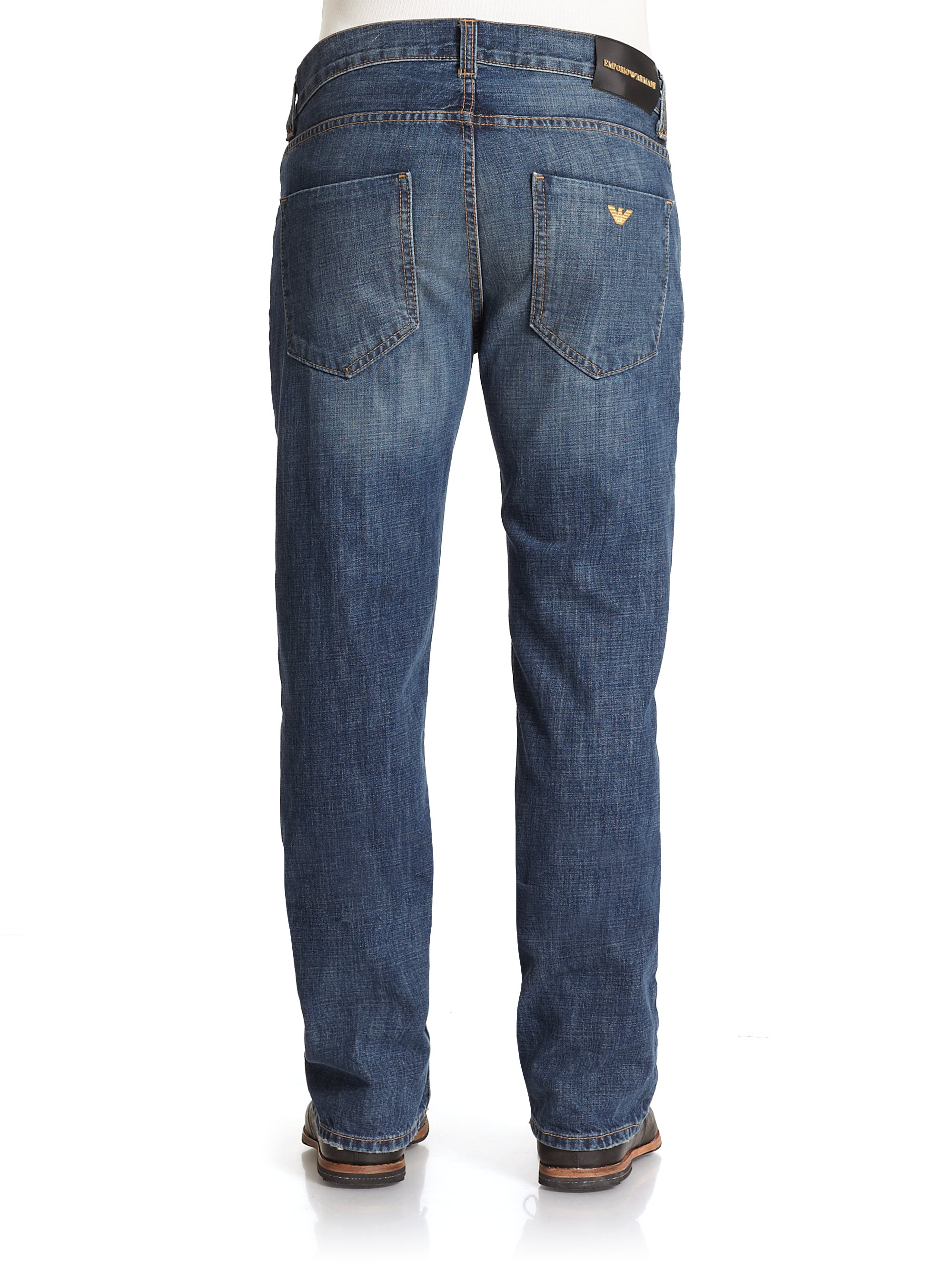 Lyst - Emporio Armani Brad Darkwash Straightleg Jeans in Blue for Men