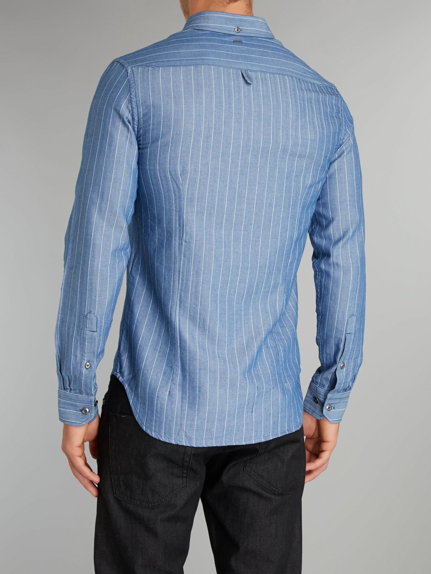 G-star raw Vertical Line Textured Shirt in Blue for Men | Lyst