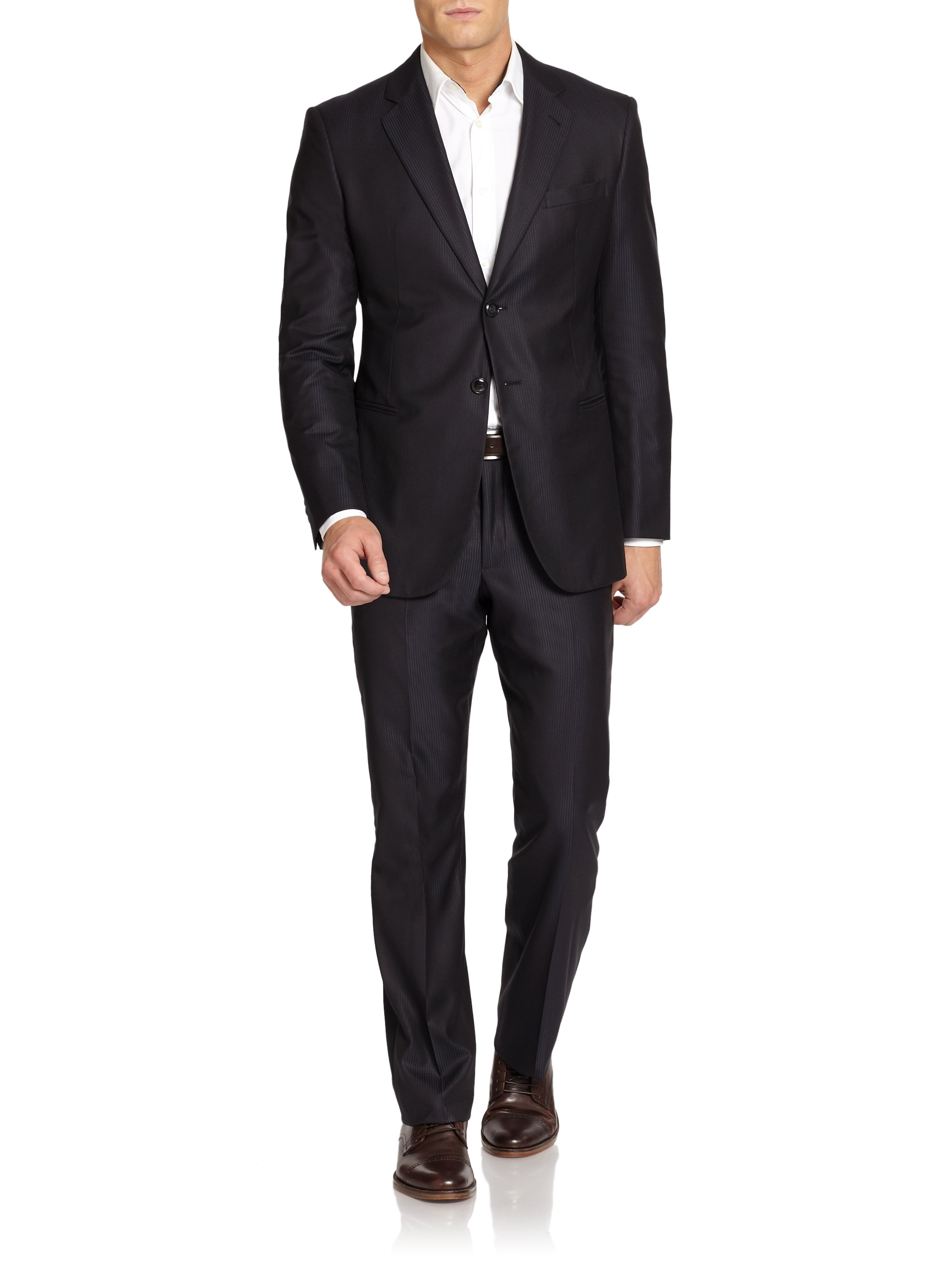 Giorgio Armani Striped Wool Silk Suit in Blue for Men (NAVY) | Lyst