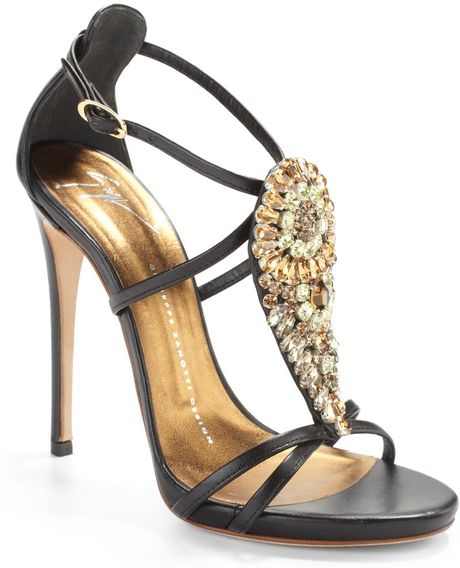 Giuseppe Zanotti Jeweled Teardop High Heel Sandals in Black | Lyst