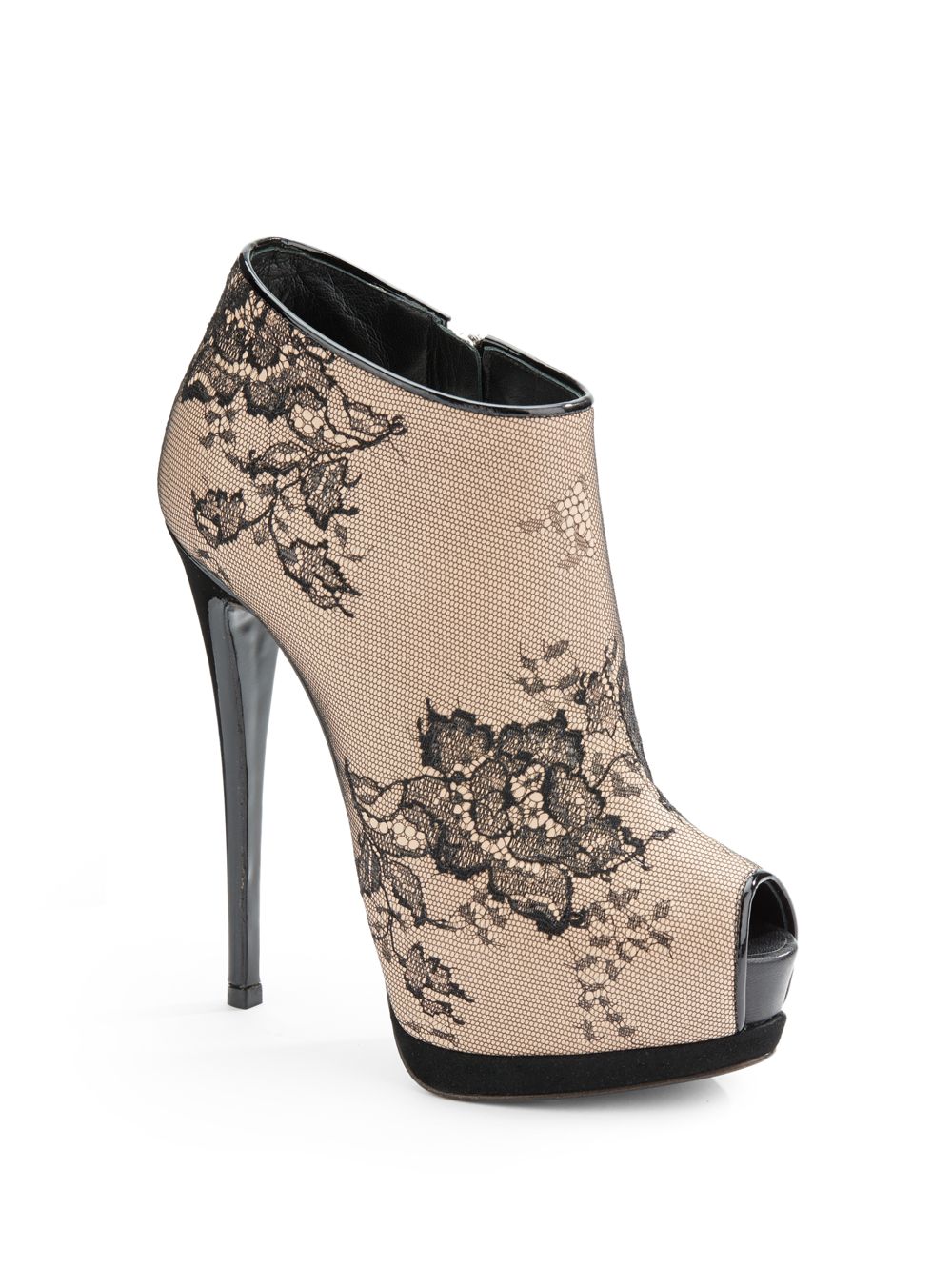 Lyst - Giuseppe Zanotti Lace Overlay Ankle Boots in Black