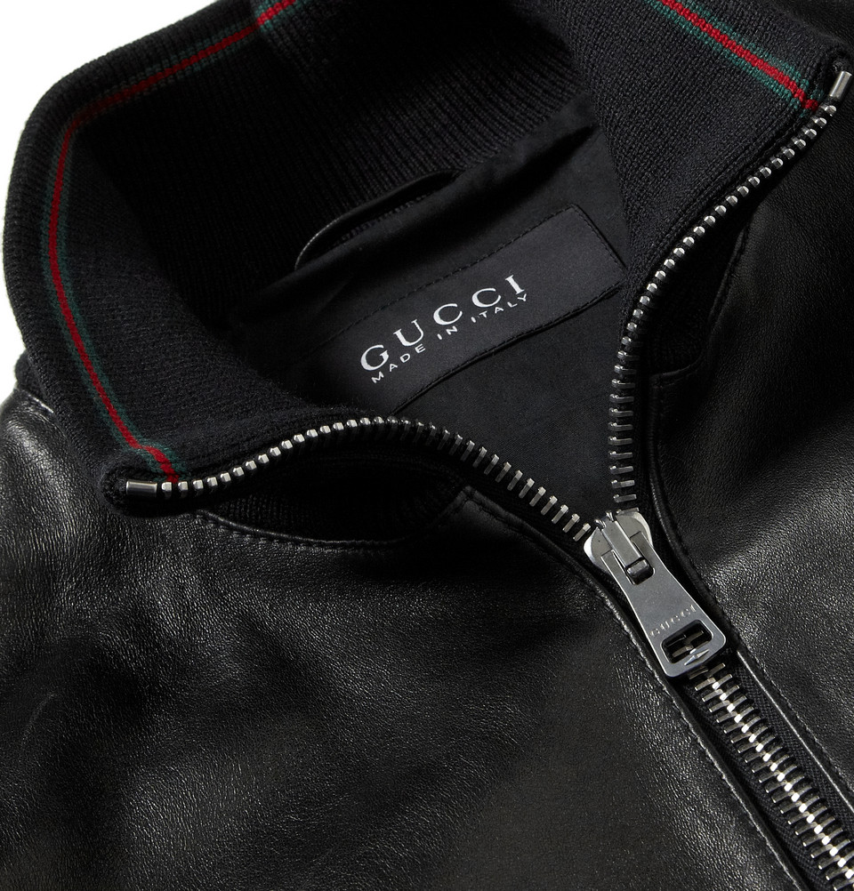 Lyst Gucci Nappa Leather And Web Trimmed Er Jacket In Black Gallery
