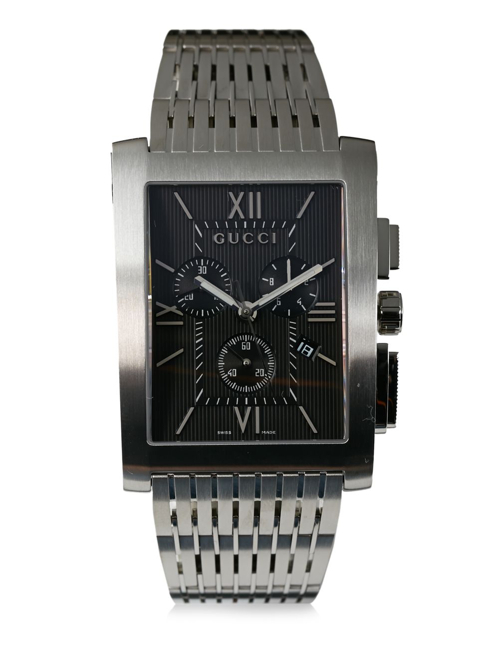 Gucci Stainless Steel Rectangular Chronograph Dial Watch/Black in Metallic  for Men | Lyst