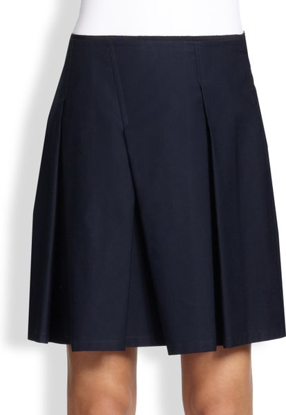 Jil Sander Navy Asymmetrical Pleat Skirt in Blue (DARK BLUE) | Lyst