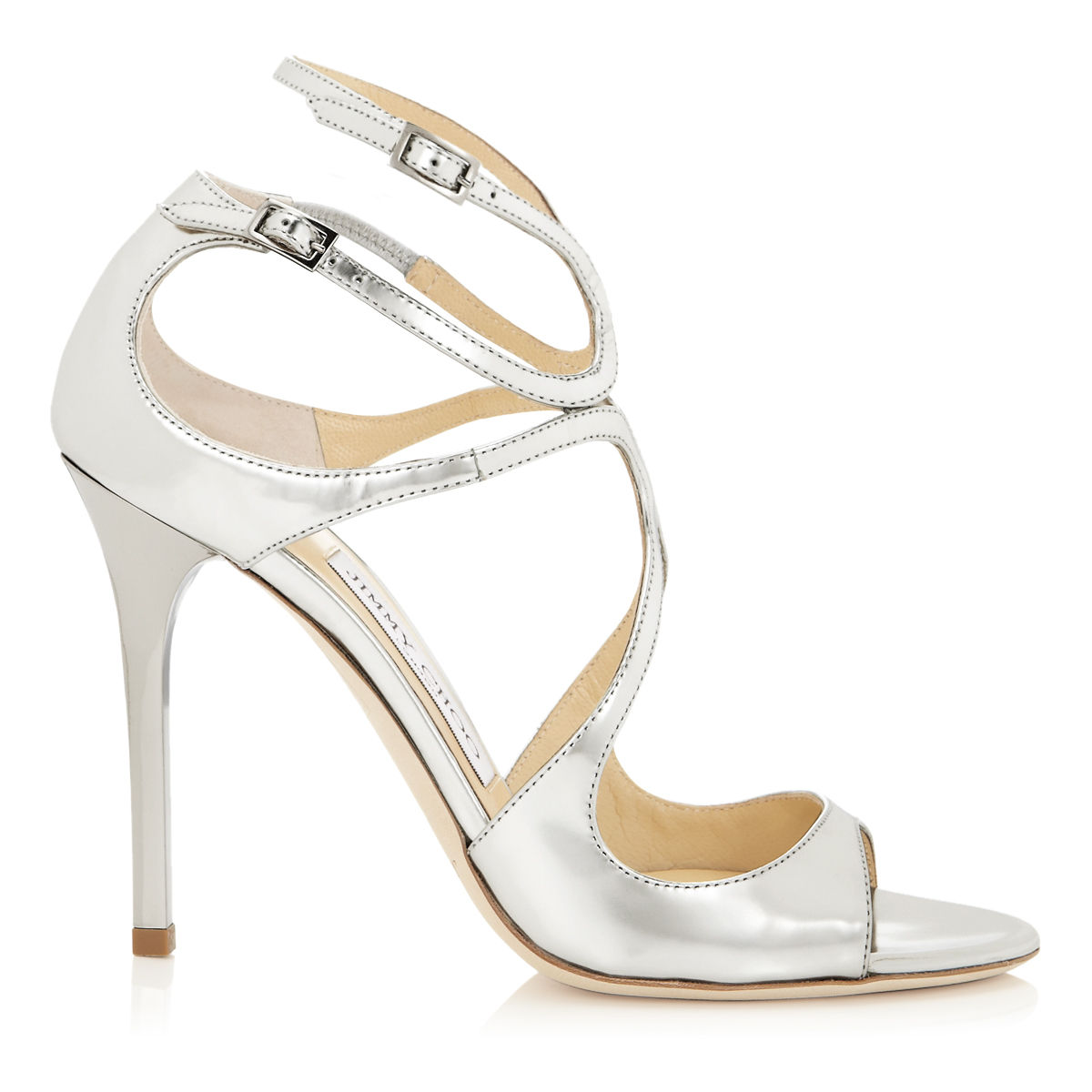 Jimmy Choo Leather 'lang' Sandals in Silver (Metallic) - Lyst