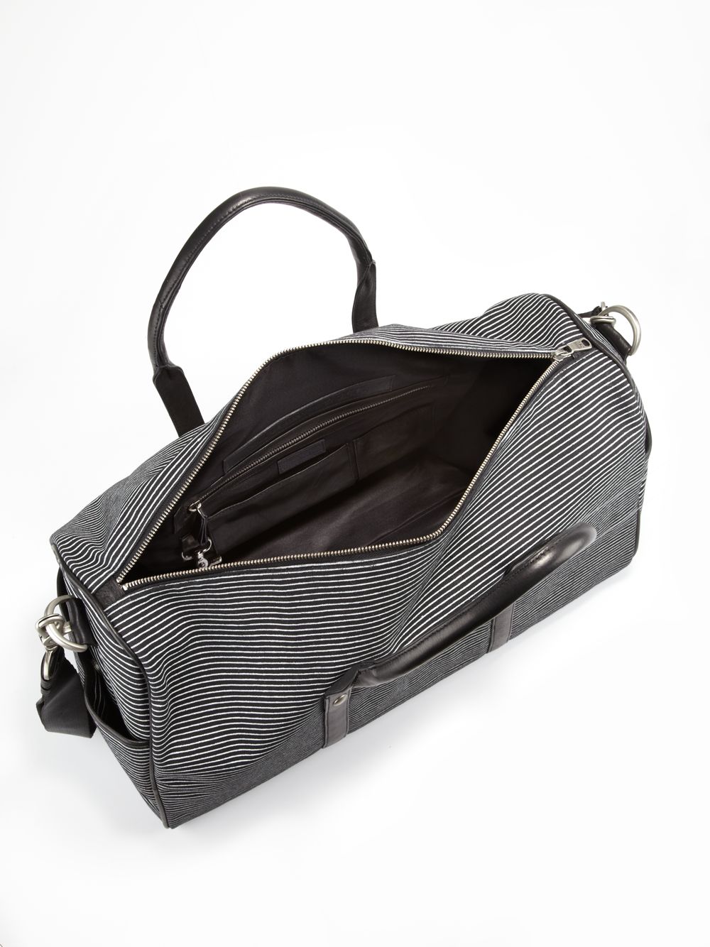 John varvatos Striped Canvas Duffle Bag in Black for Men Lyst