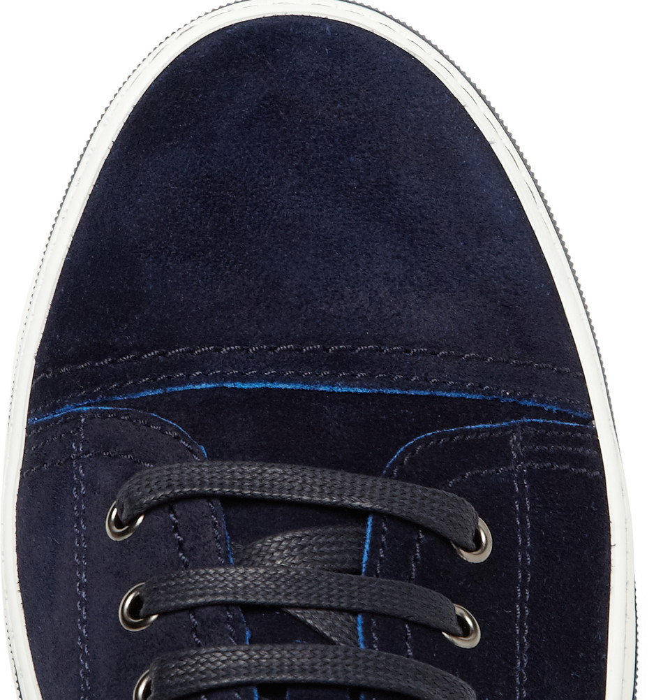 lanvin navy suede sneakers