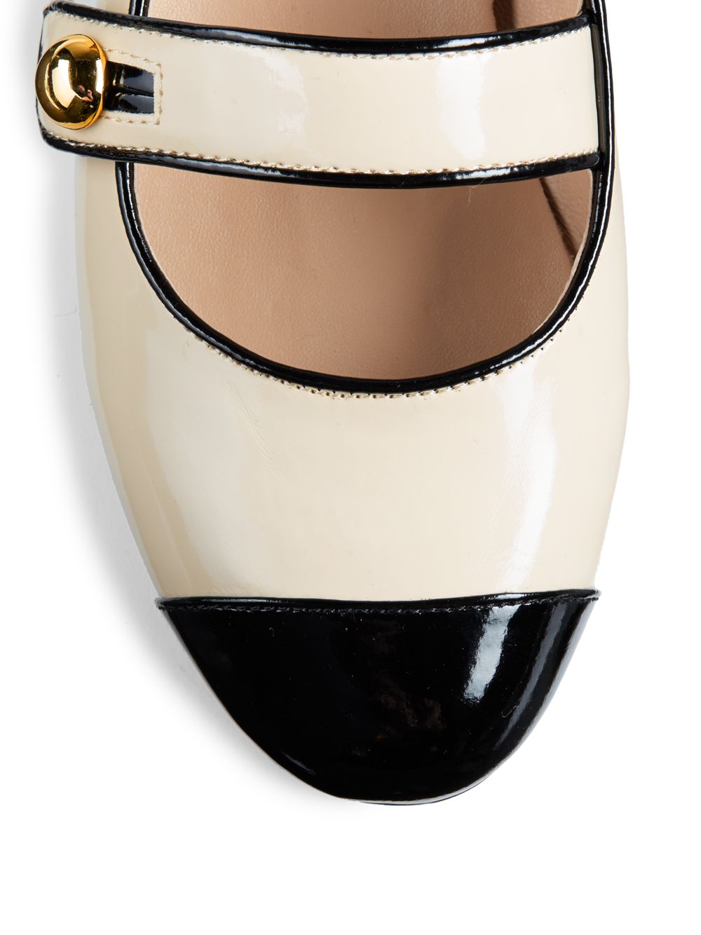 Love Moschino Mary Jane Patent Leather Flats in Black Ivory (White) Lyst