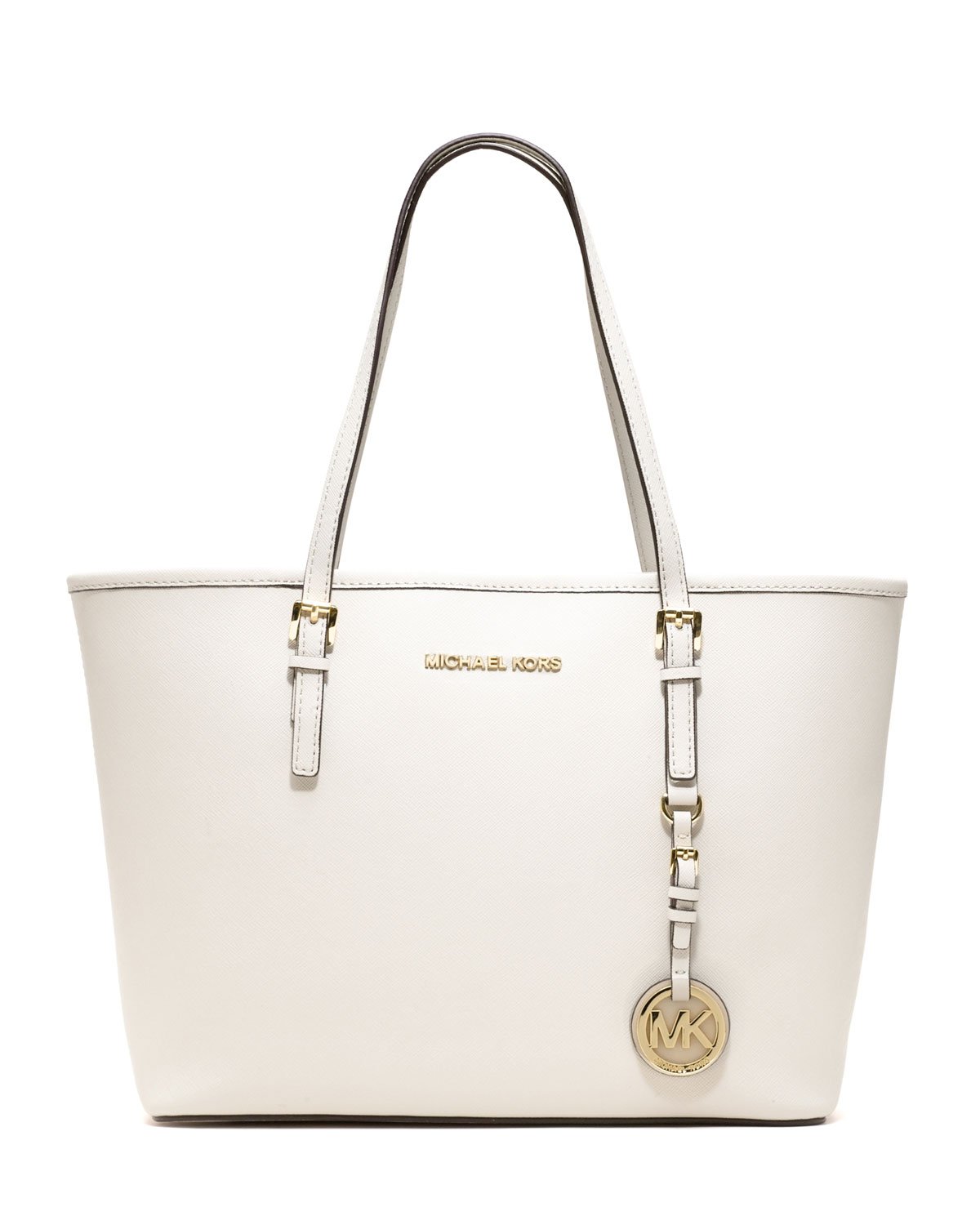 Michael Kors Michael Jet Set Small Saffiano Travel Tote in White | Lyst