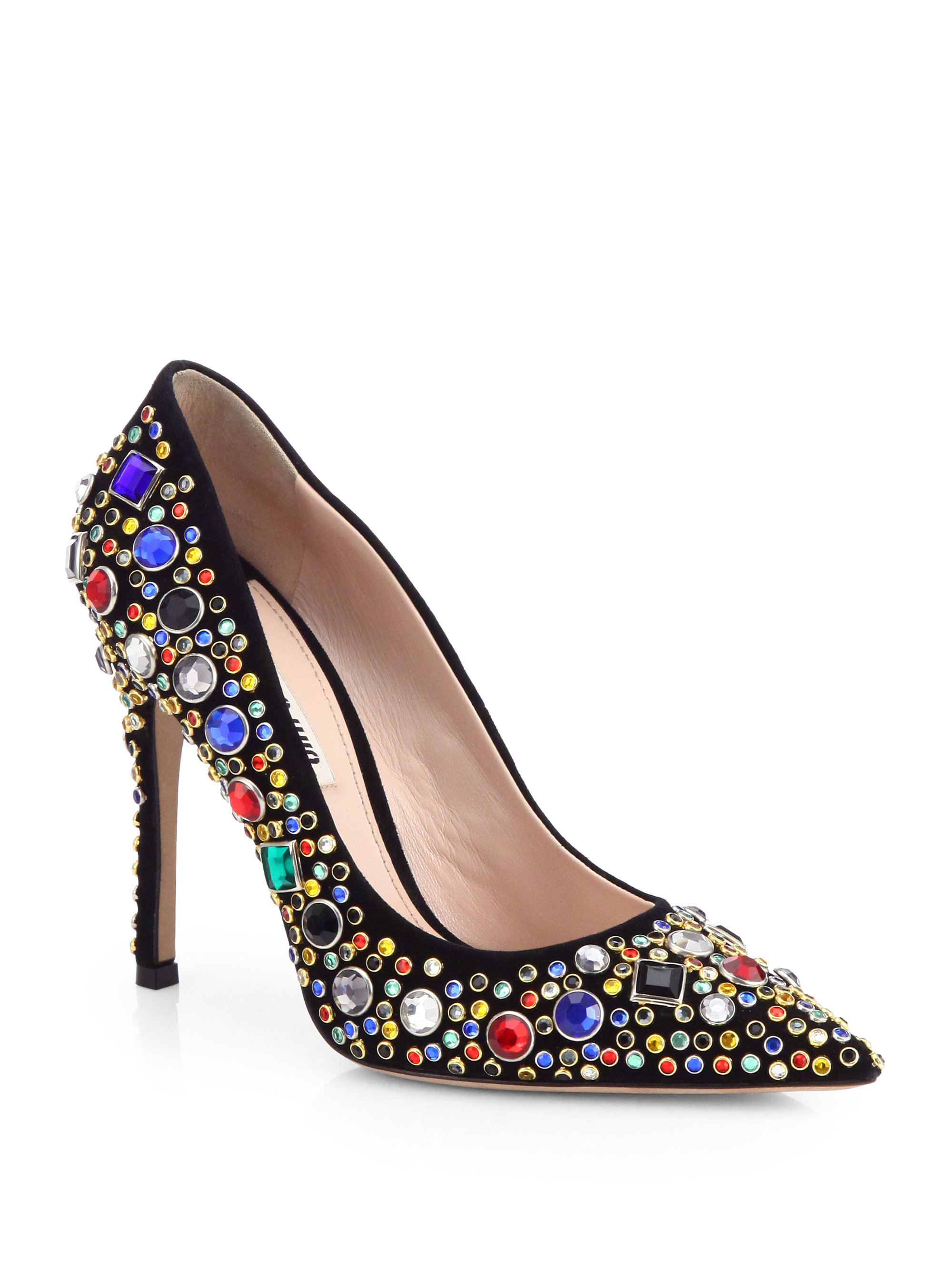 miu miu rhinestone heels