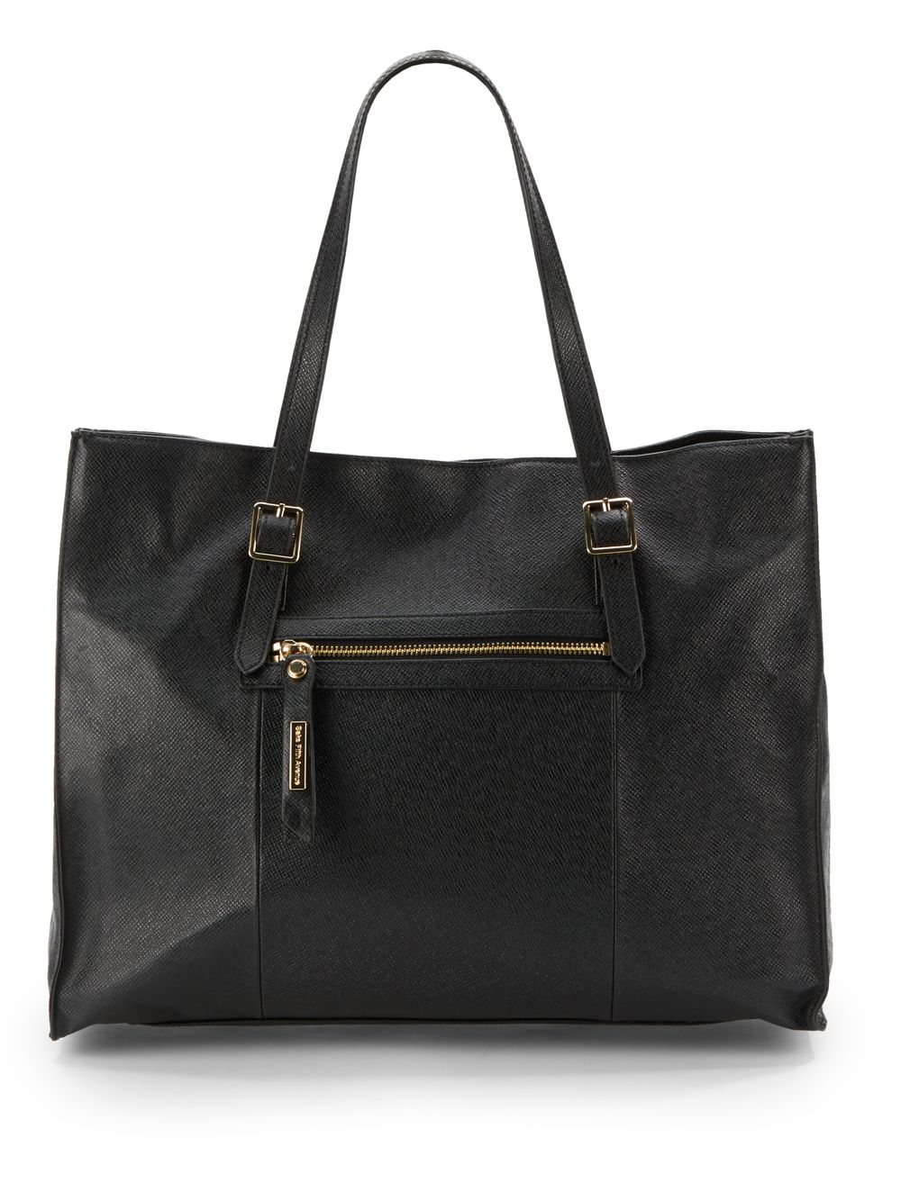 Saks Fifth Avenue Black Large Saffiano Leather Tote Bag in Black - Lyst