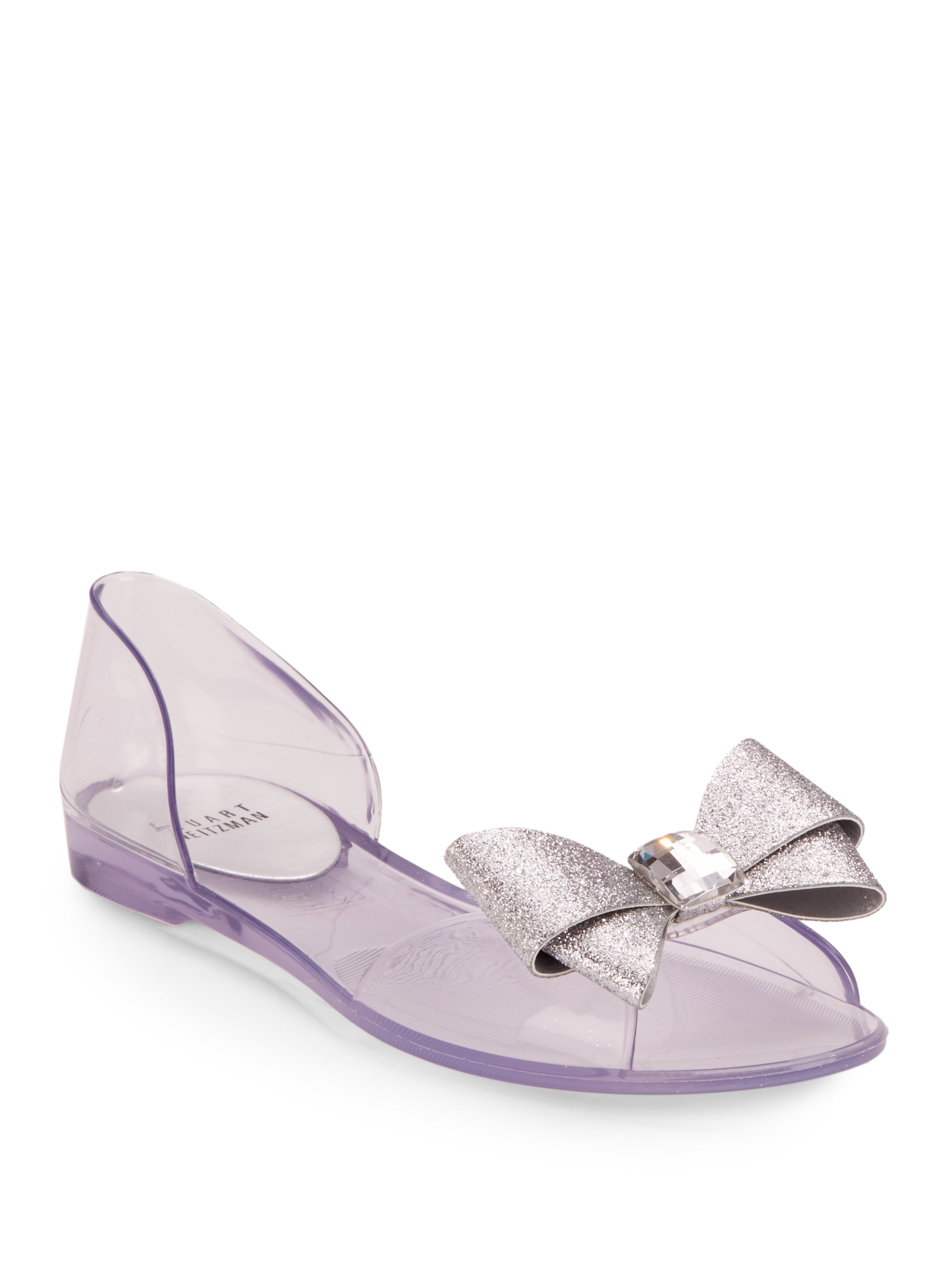 clear jelly sandals with bow