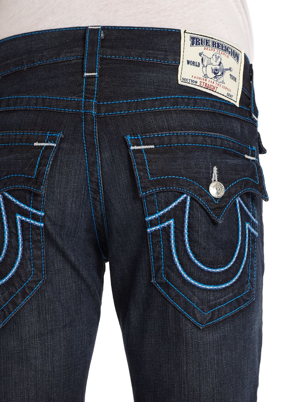 true religion white stitch jeans