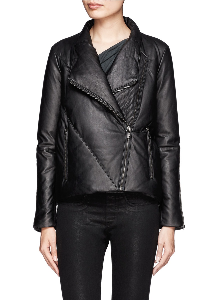 Helmut Lang Leather Puffer Jacket in Black - Lyst