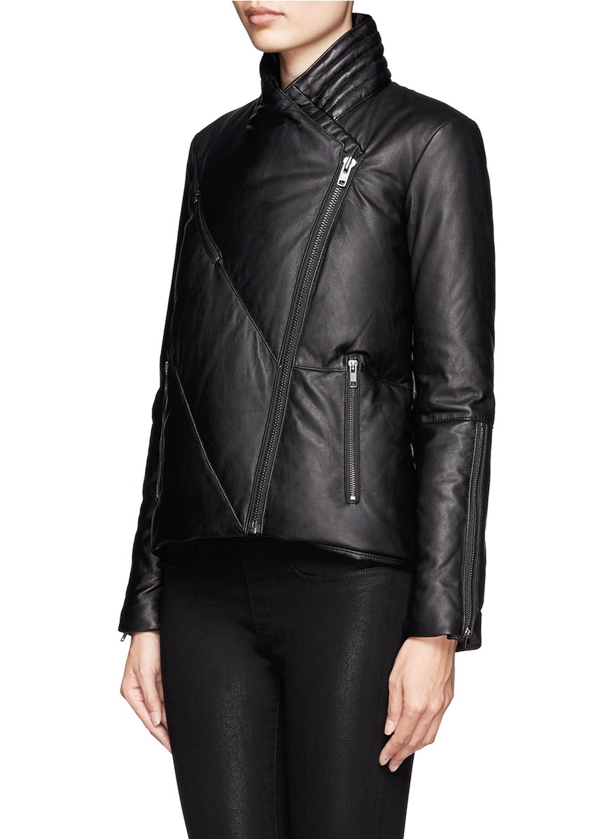 Helmut Lang Leather Puffer Jacket in Black - Lyst