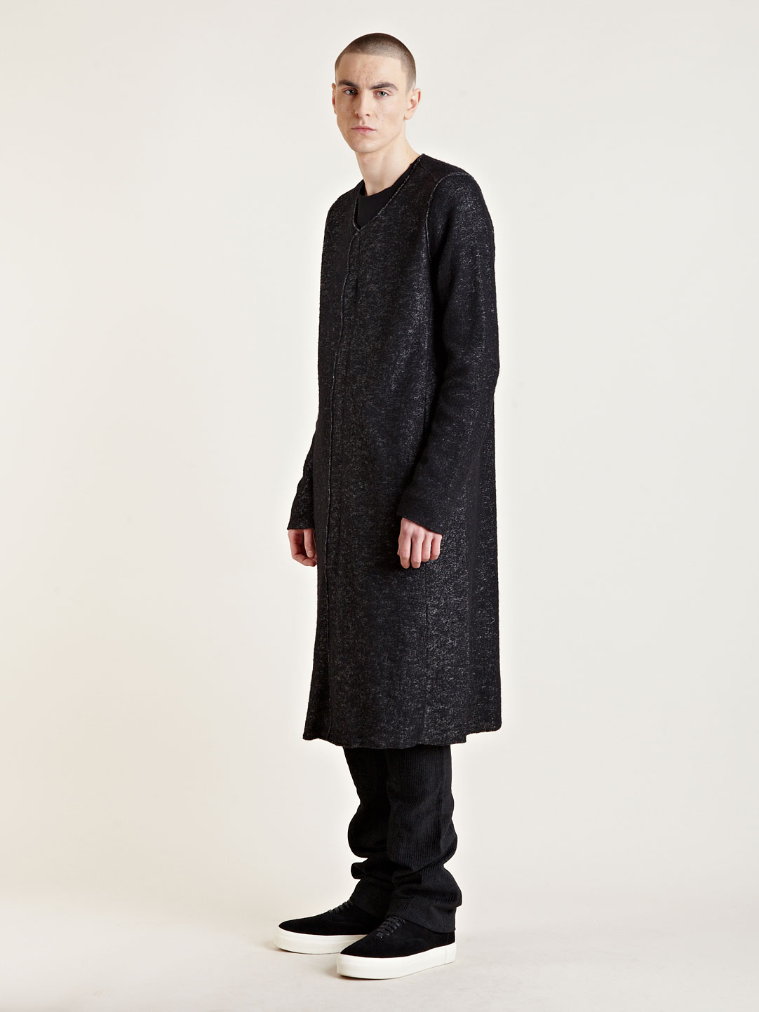 Lyst Individual Sentiments Mens Woven Zip Up Long Cardigan in Black