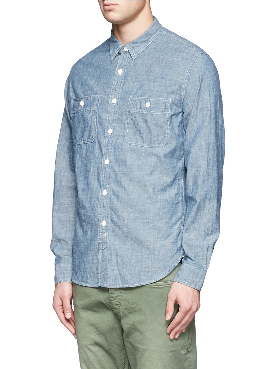 J.Crew Slim Selvedge Chambray Utility Shirt in Blue for Men Lyst