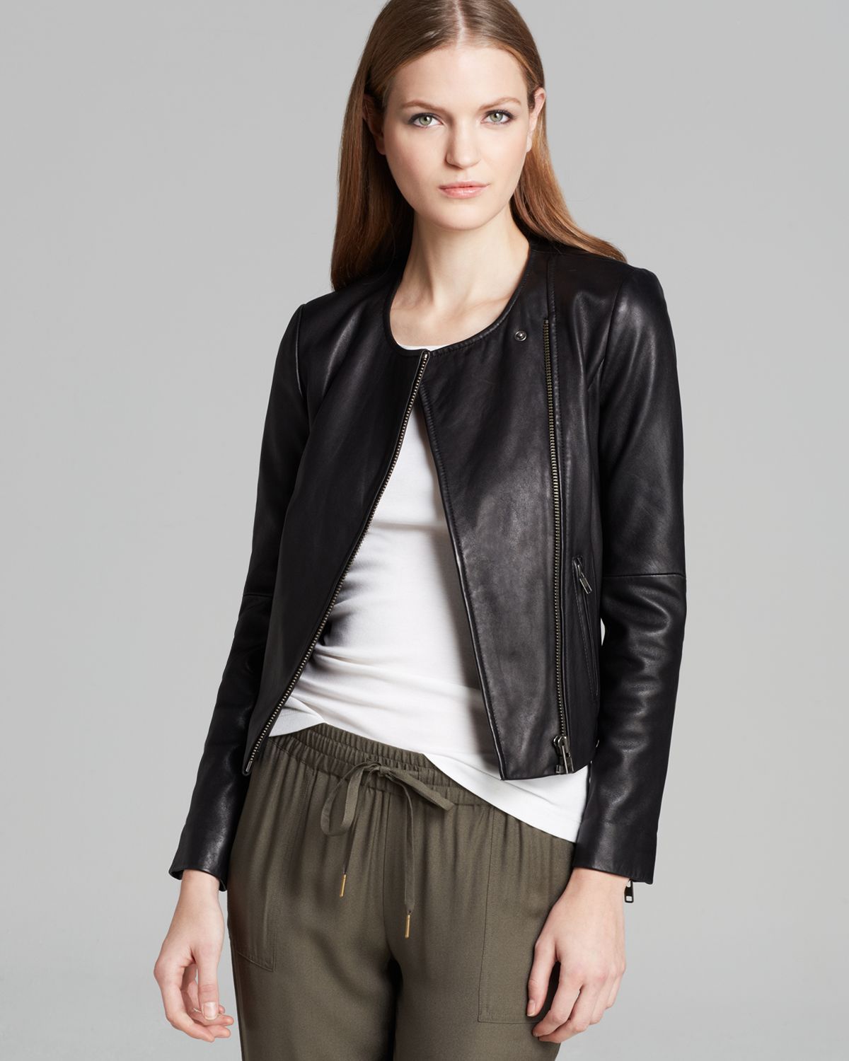 Joie Jacket Darnell Leather In Black Lyst Gallery