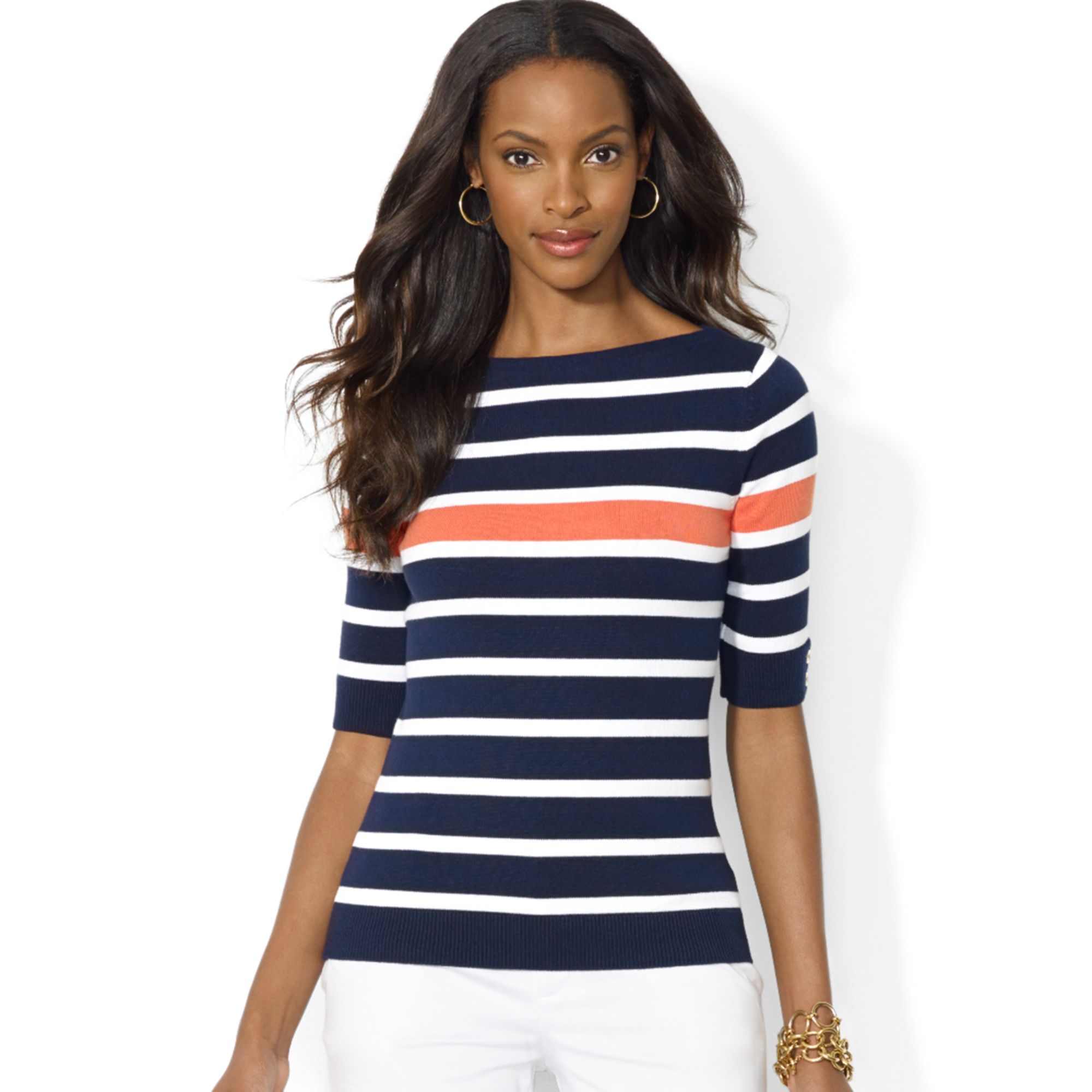 Ralph lauren women's striped tee sales