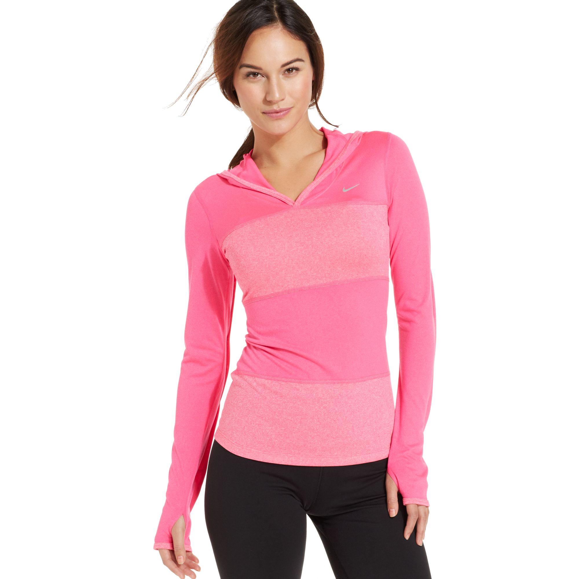 Lyst - Nike Longsleeve Colorblocked Hooded Pullover in Pink