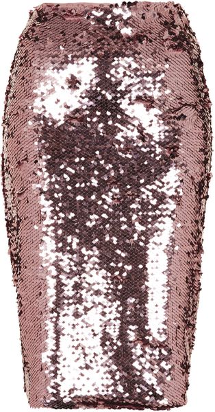 Topshop Pink Sequin Pencil Skirt in Pink | Lyst