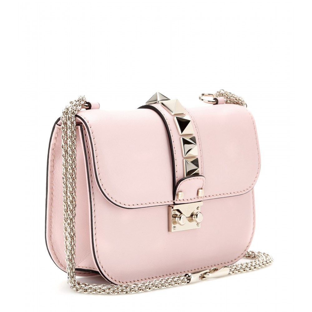 Valentino Lock Leather Shoulder Bag in Pink - Lyst