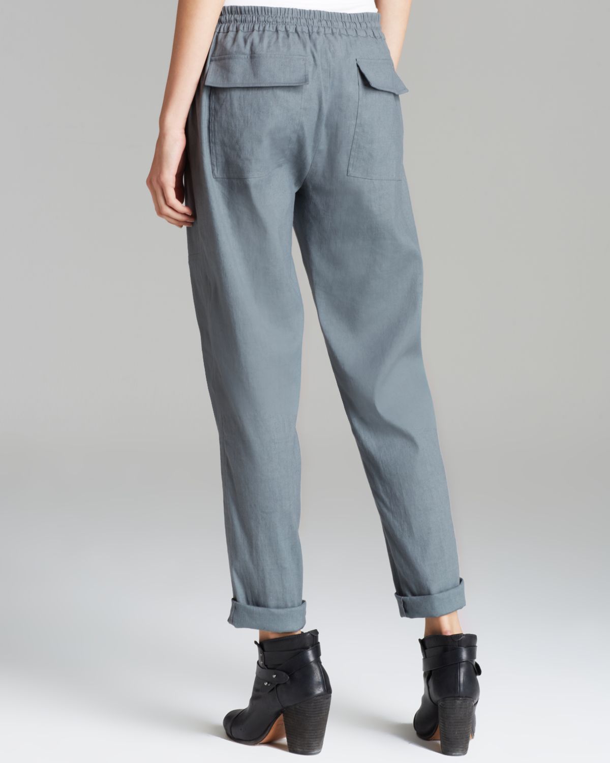 Vince Pants Linen Jogger in Gray Lyst
