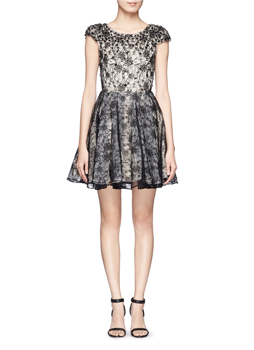 alice olivia black lace dress