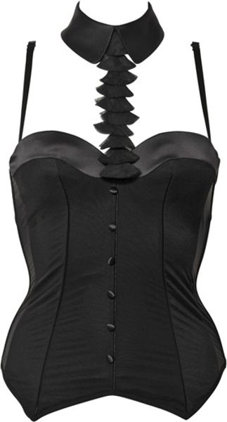 Chantal Thomass Tuxedo Satin & Tulle Corset in Black | Lyst