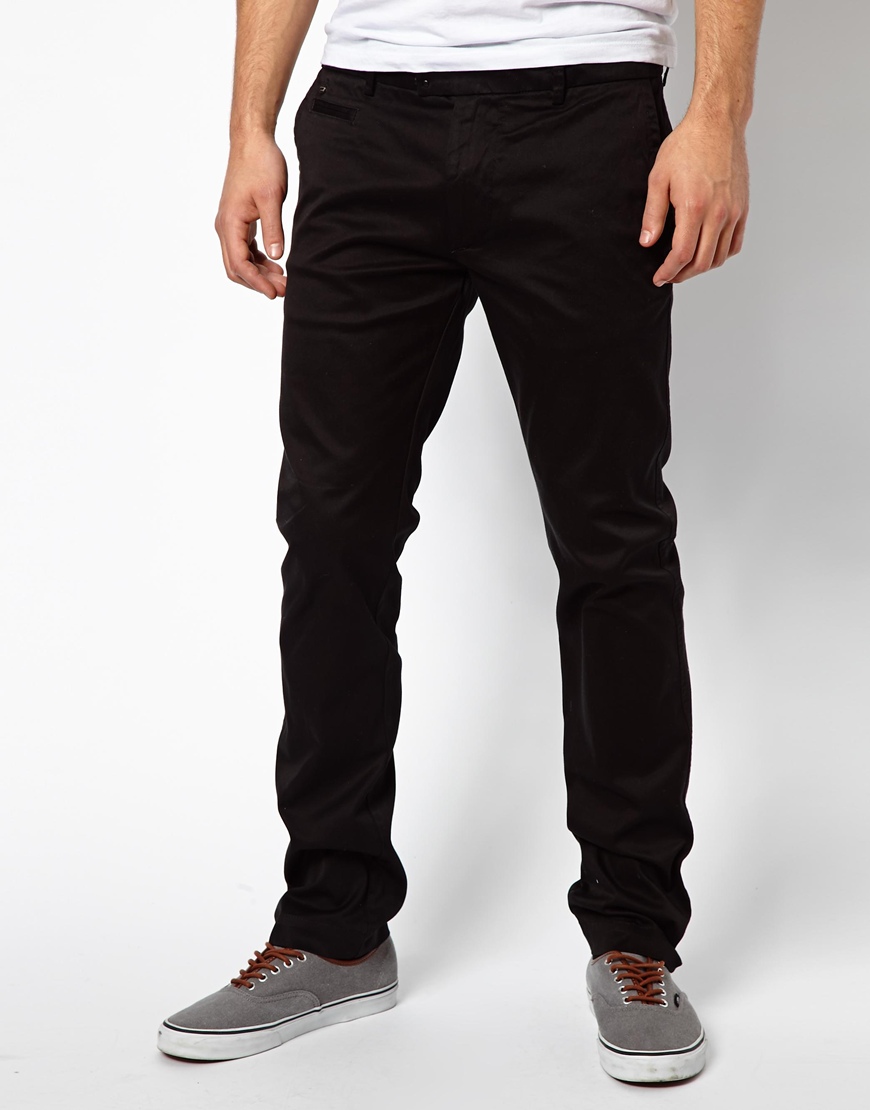 DIESEL Cotton Chinos Chi Tight E Slim Fit Washed in Black for Men - Lyst